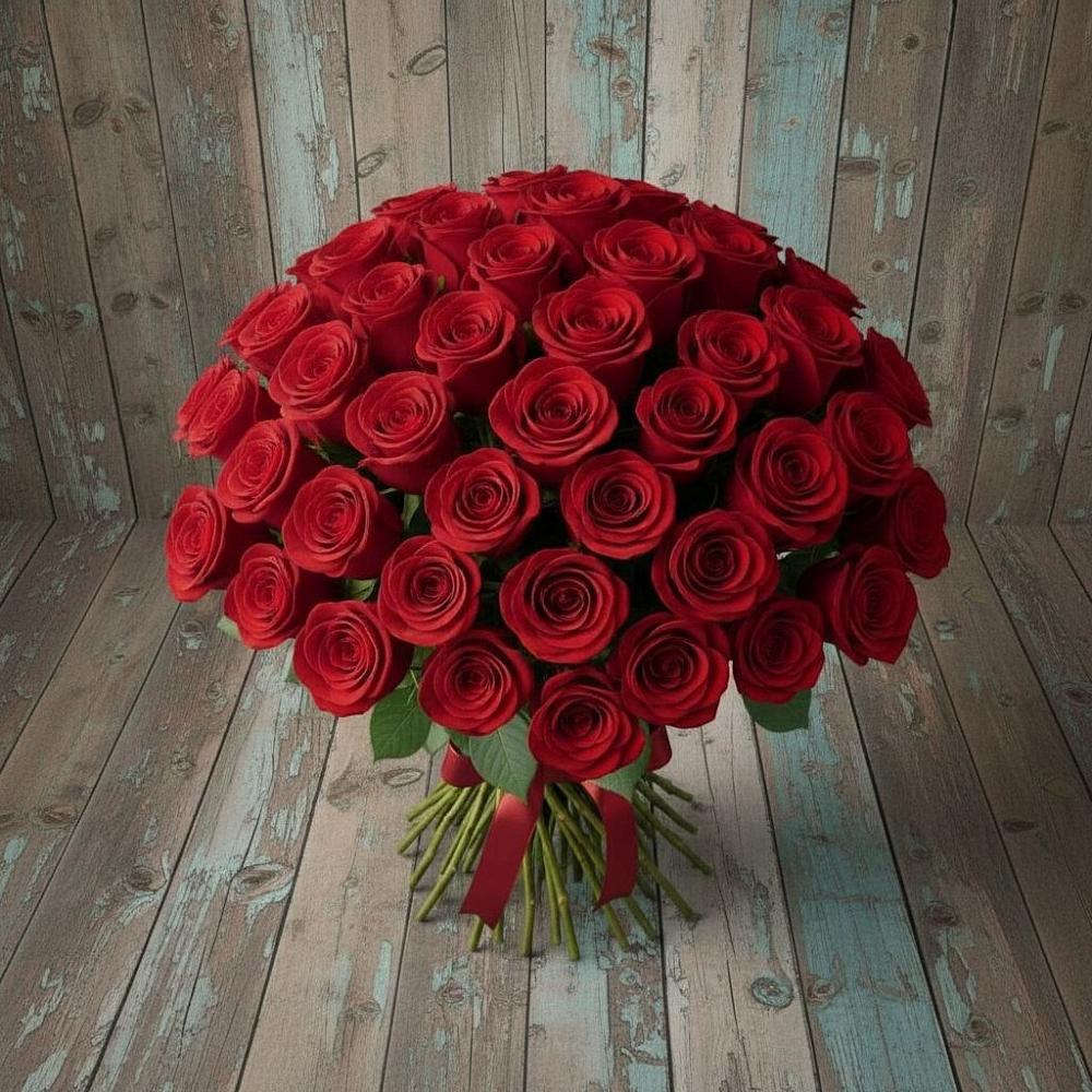 Букет 55 Красных роз Фридом в Нижний Бестях