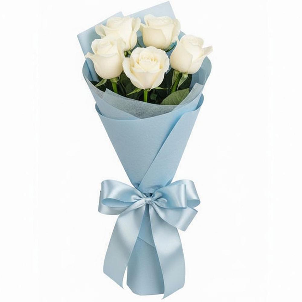 Букет 5 Белых роз Проуд в Нижний Бестях