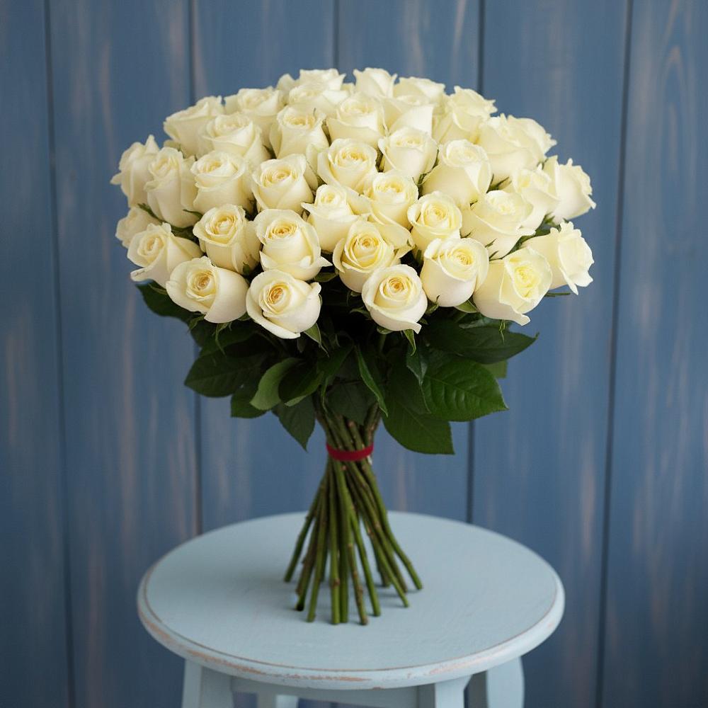 Букет 51 Белая роза Эдлесс Лав в Нижний Бестях