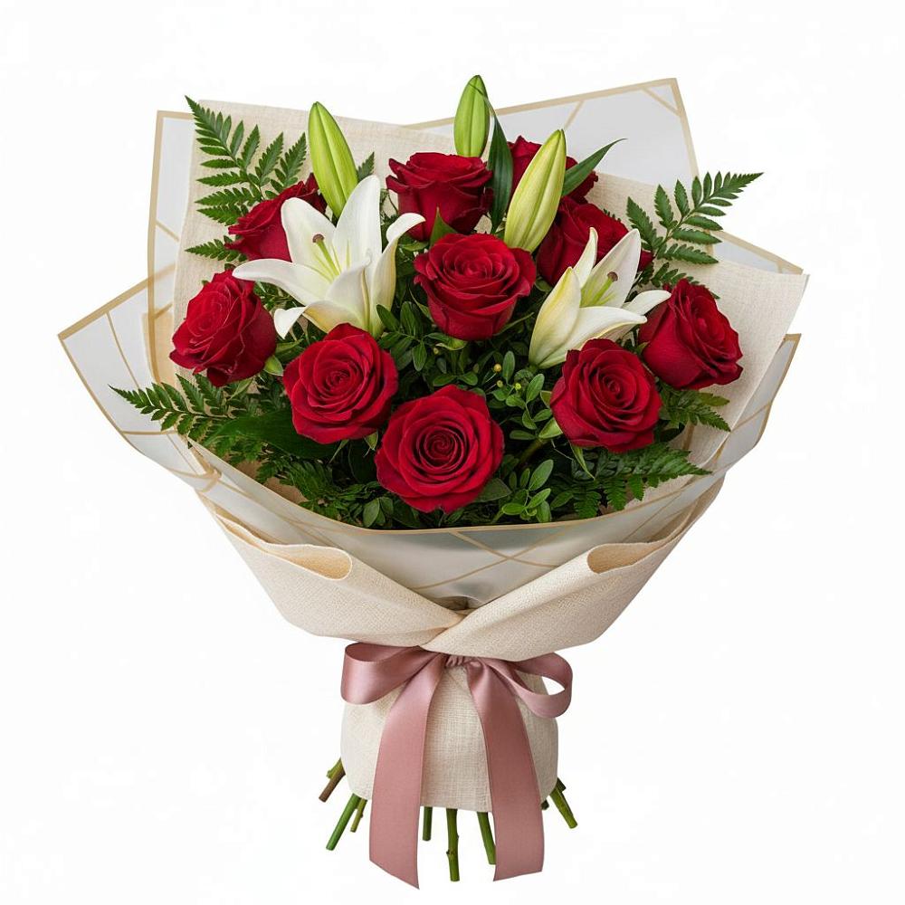 Букет цветов из: Лилии и Розы в Нижний Бестях