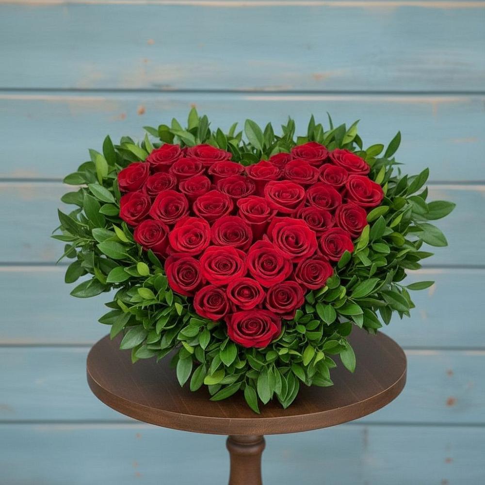 Цветочная композиция из Розы в виде сердца в Нижний Бестях