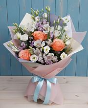 Букет цветов из:  Лизиантусы, Розы, Альстромерии и Гипсофила #REPLACE_PRED# Нижний Бестях