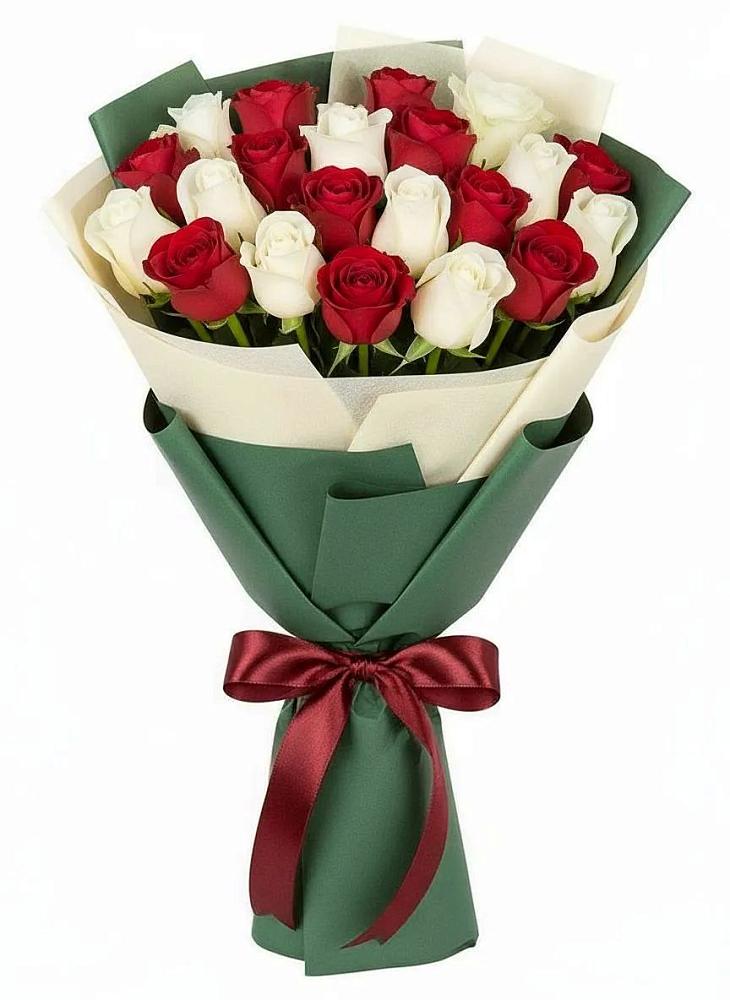 Букет Микс из красных и белых роз в Нижний Бестях