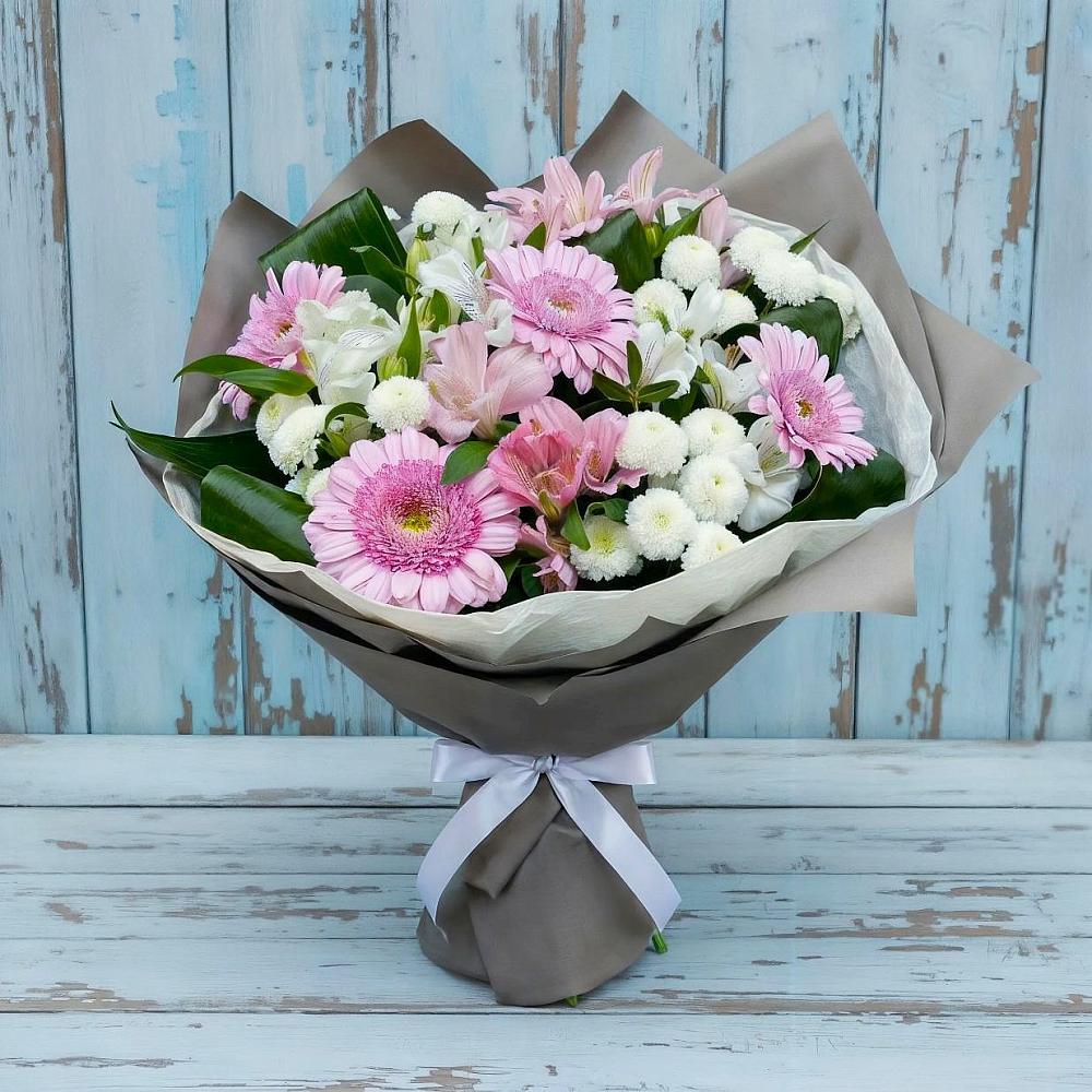 Букет цветов из: Герберы, Альстромерии и Хризантемы в Нижний Бестях