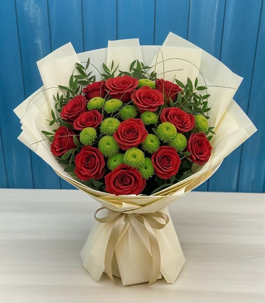 Букет цветов из: Розы и Хризантемы в Нижний Бестях