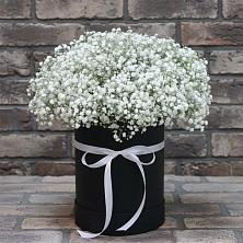 Цветочная композиция из Гипсофила в шляпной коробке в Нижний Бестях
