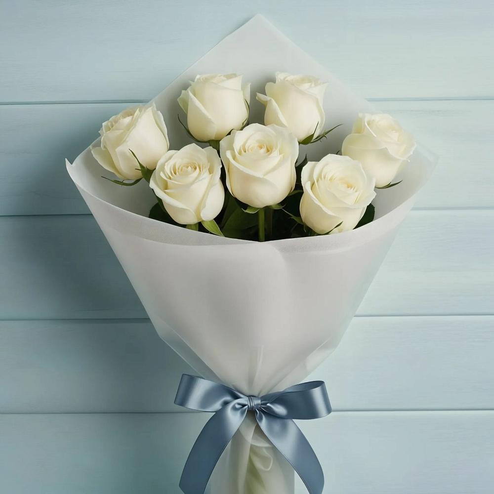 Букет 7 Белых роз Эдлесс Лав в Нижний Бестях